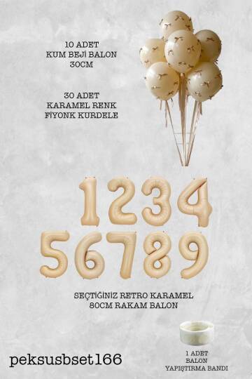 Fiyonklu Kum Beji Balonlar Retro Yaş Balonlu Doğum Günü Balon Seti - 2