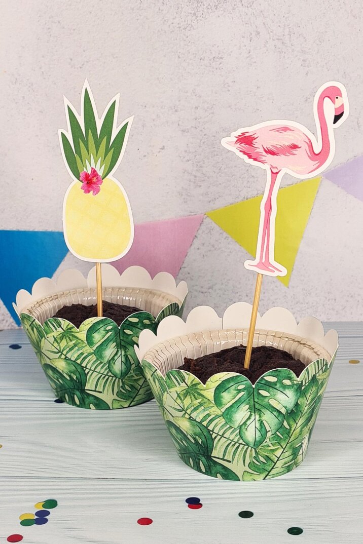 Flamingo Konsept Kürdan Süsleri Cupcake Süsleri Lüks Büyük Boy 10lu Paket - 1