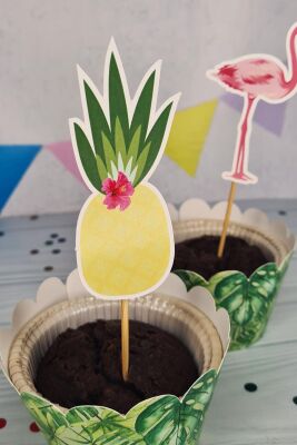Flamingo Konsept Kürdan Süsleri Cupcake Süsleri Lüks Büyük Boy 10lu Paket - 3