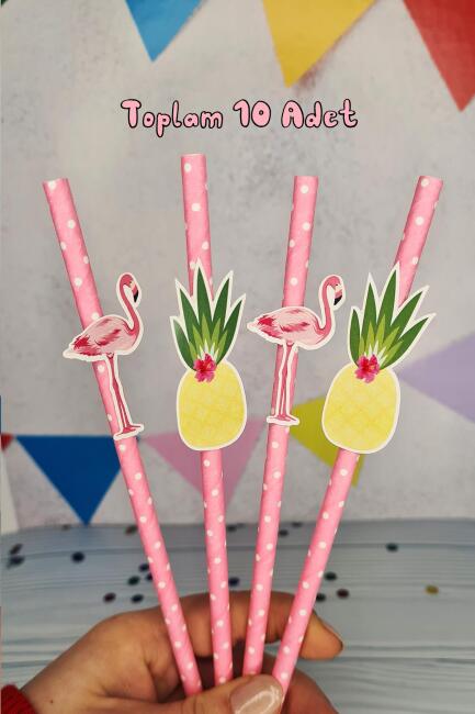 Flamingo Konsept Pipet Süsleri 10lu Lüks Pipet Paketi - 2