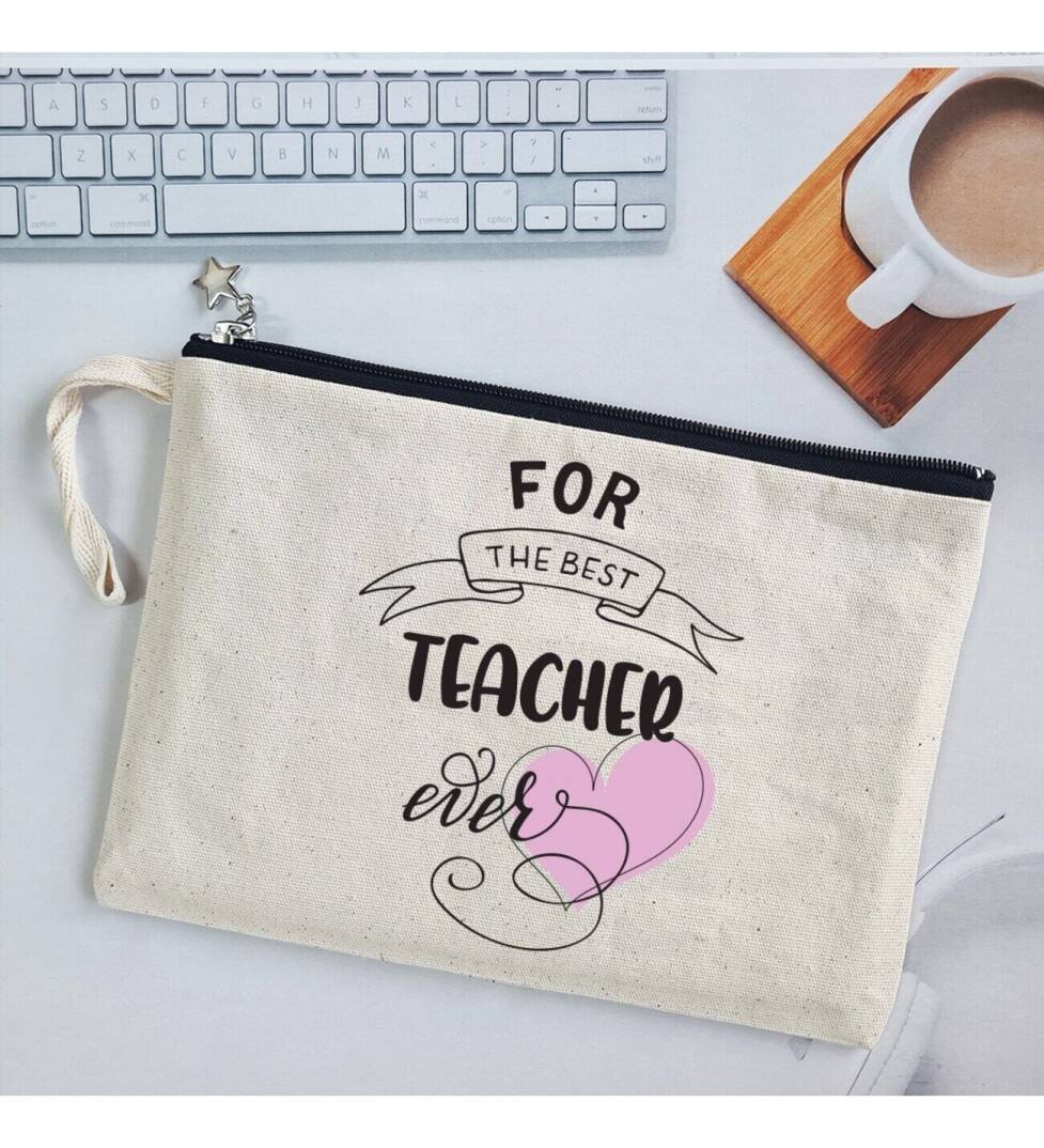 For The Best Teacher Ever Öğretmenler Günü Hediyesi Astarlı Clutch Çanta - 1