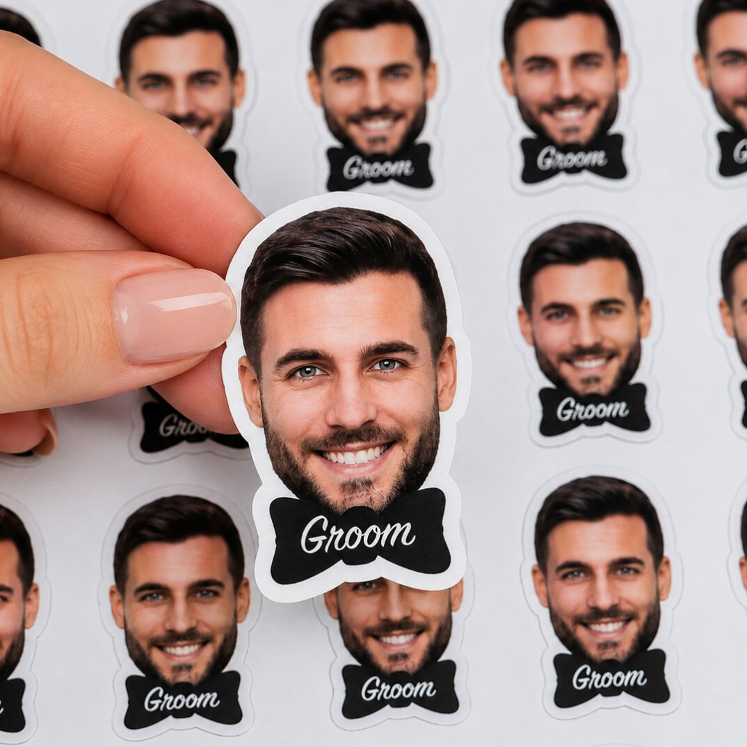 Fotoğraflı Groom Etiket / Sticker - 1