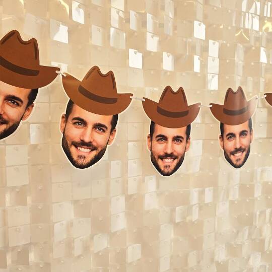 Fotoğraflı Kovboy Şapkalı Parti Banner