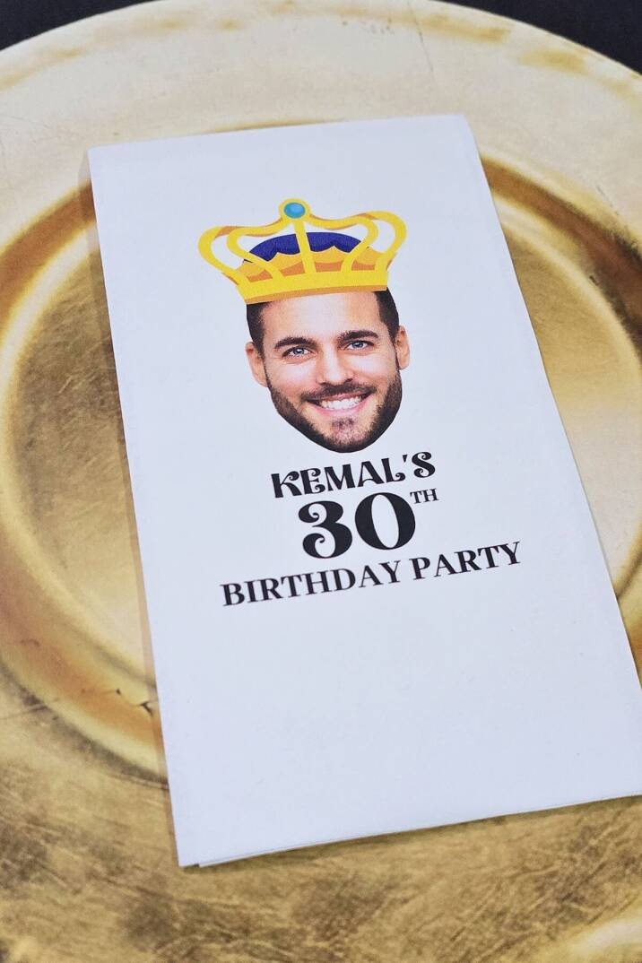 Fotoğraflı Yaş Birthday King Konsept Baskılı Peçete - 1