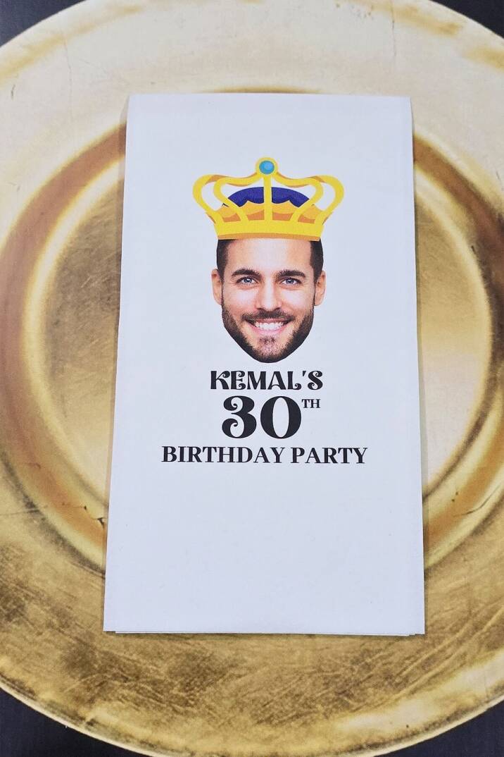 Fotoğraflı Yaş Birthday King Konsept Baskılı Peçete - 2