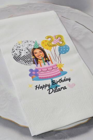 Fotoğraflı Yaş Detaylı Disko Konsept Baskılı Peçete - 2