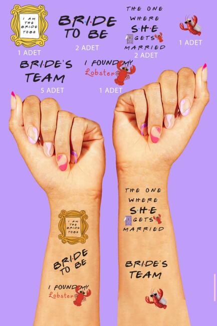 Friends Konsept Bride to be Bekarlığa Veda Bride Dövme, Team Bride Dövme Paketi