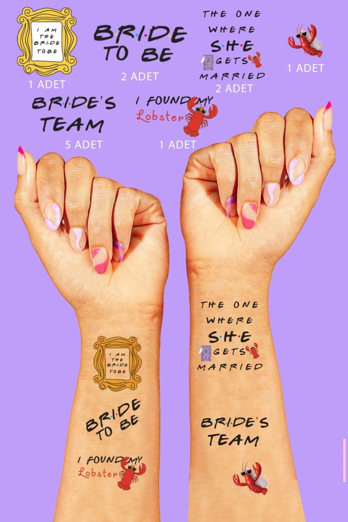 Friends Konsept Bride to be Bekarlığa Veda Bride Dövme, Team Bride Dövme Paketi - 1
