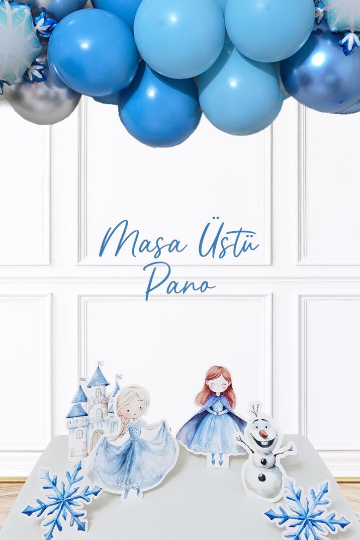 Frozen Elsa Tema Ayaklı Pano Seti Karlar Ülkesi Konsept Doğum Günü Masa Üstü Panolar - 1