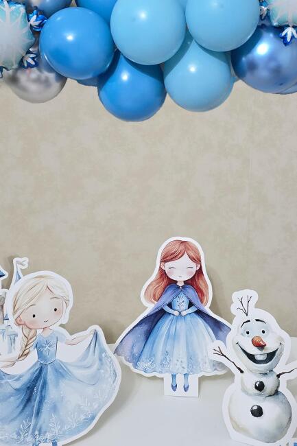 Frozen Elsa Tema Ayaklı Pano Seti Karlar Ülkesi Konsept Doğum Günü Masa Üstü Panolar - 2