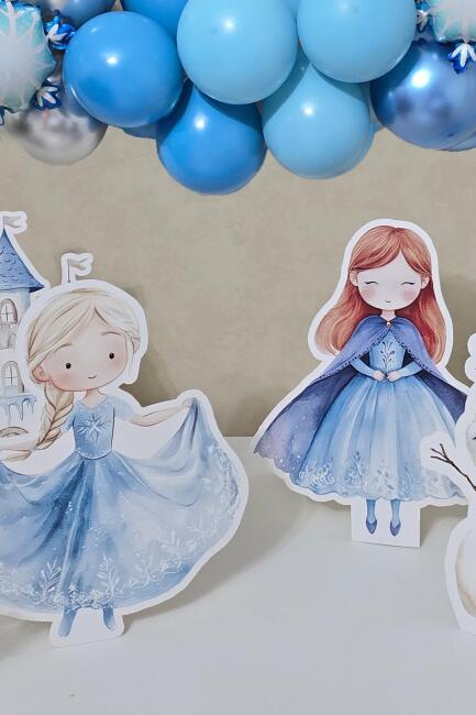 Frozen Elsa Tema Ayaklı Pano Seti Karlar Ülkesi Konsept Doğum Günü Masa Üstü Panolar - 3