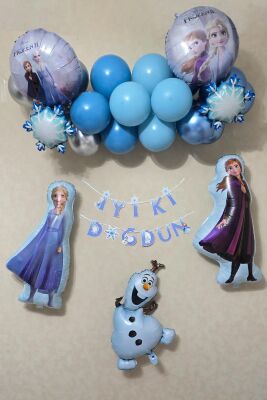 Frozen Elsa Tema Doğum Günü Balon Süsleme Seti Karlar Ülkesi Tema Doğum Günü Süsleri Büyük Set Paketi - 1