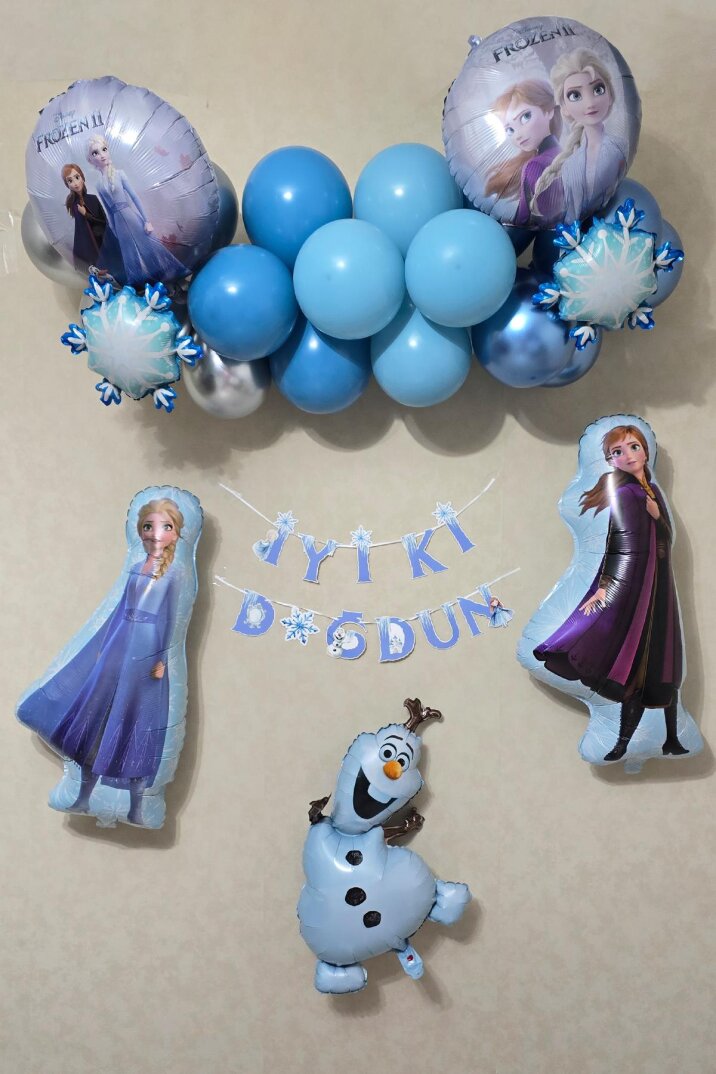 Frozen Elsa Tema Doğum Günü Balon Süsleme Seti Karlar Ülkesi Tema Doğum Günü Süsleri Büyük Set Paketi - 1