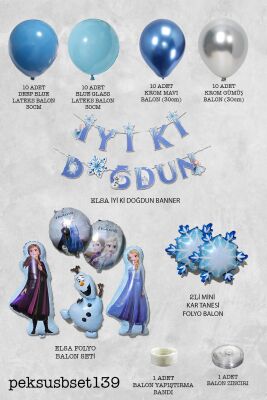 Frozen Elsa Tema Doğum Günü Balon Süsleme Seti Karlar Ülkesi Tema Doğum Günü Süsleri Büyük Set Paketi - 2
