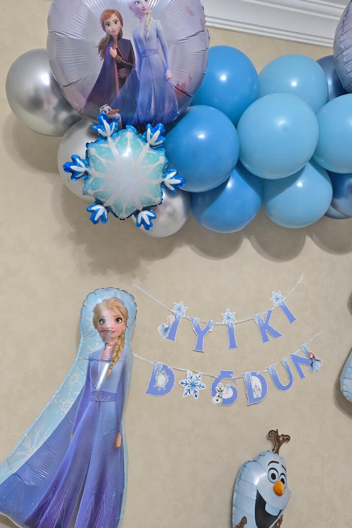 Frozen Elsa Tema Doğum Günü Balon Süsleme Seti Karlar Ülkesi Tema Doğum Günü Süsleri Büyük Set Paketi - 3
