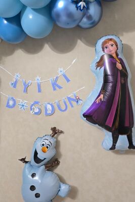 Frozen Elsa Tema Doğum Günü Balon Süsleme Seti Karlar Ülkesi Tema Doğum Günü Süsleri Büyük Set Paketi - 4