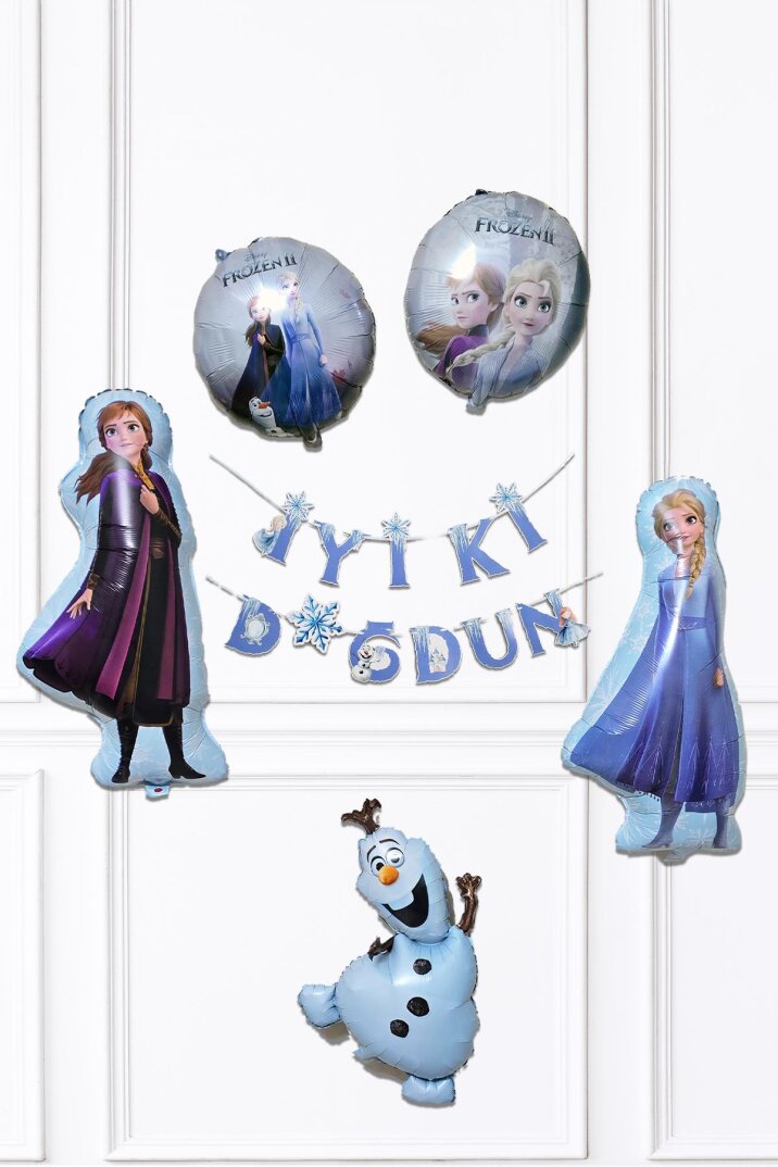 Frozen Elsa Tema Doğum Günü Balon Süsleme Seti Karlar Ülkesi Tema İyi Ki Doğdun Bannerlı - 1