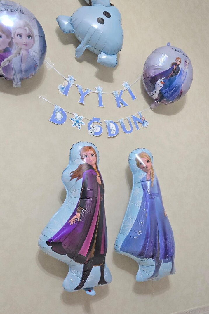 Frozen Elsa Tema Doğum Günü Balon Süsleme Seti Karlar Ülkesi Tema İyi Ki Doğdun Bannerlı - 3