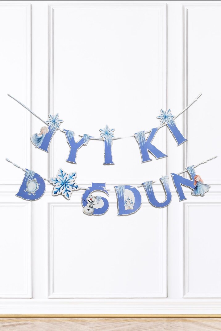 Frozen Elsa Tema Doğum Günü Balon Süsleme Seti Karlar Ülkesi Tema İyi Ki Doğdun Bannerlı - 5