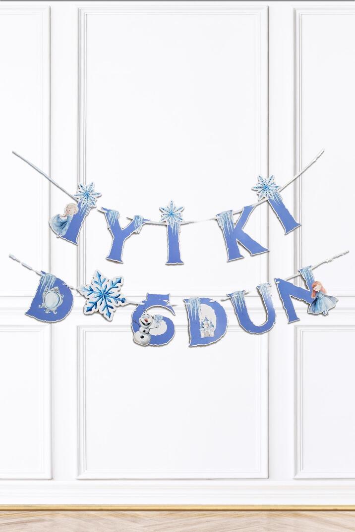 Frozen Elsa Tema Doğum Günü Balon Zinciri Seti İyi Ki Doğdun Bannerlı Karlar Ülkesi Konsept Süsler - 3