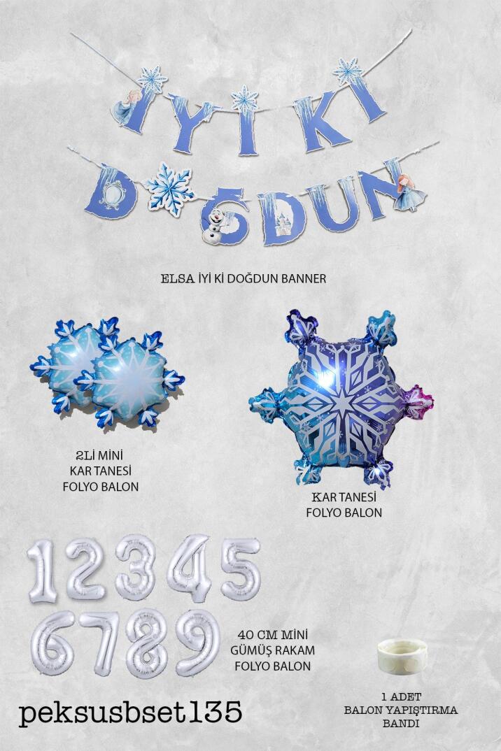 Frozen Elsa Tema Doğum Günü Balon Zinciri Seti Karlar Ülkesi Konsept Doğum Günü Balonları - 8