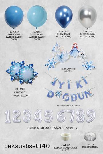 Frozen Elsa Tema Doğum Günü Balon Zinciri Seti Masa Üstü Panolar Karlar Ülkesi Konsept Yaş Doğum Günü Balonları - 2