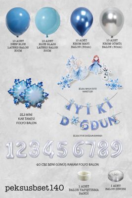 Frozen Elsa Tema Doğum Günü Balon Zinciri Seti Masa Üstü Panolar Karlar Ülkesi Konsept Yaş Doğum Günü Balonları - 2