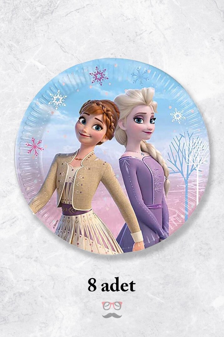 Frozen Temalı Karton Tabak Elsa Anna Doğum Günü Konsepti Tabak Yuvarlak 8'li - 1