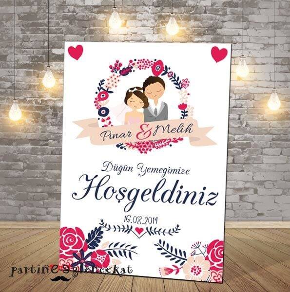 Fuşy Lacivert Konsept Karşılama Panosu - 1
