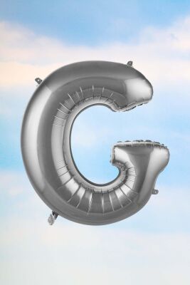 G Harfi Gümüş Folyo Balon 100 cm 40 inç 1 Metre Silver - 1