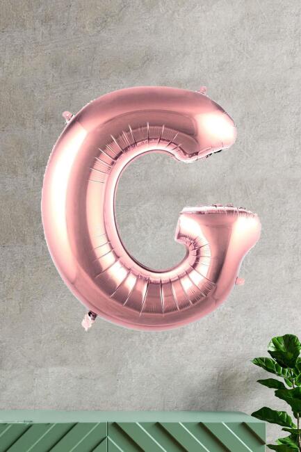 G Harfi Rose Gold Folyo Balon 100 cm 40 inç 1 Metre Baş Harf Balon - 1