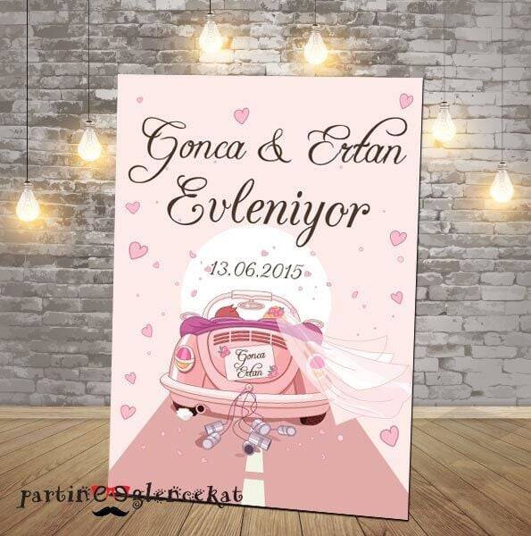Gelin Arabası Konsept Karşılama Panosu - 1