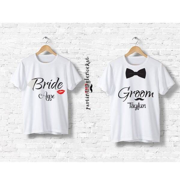 Gelin - Damat İsme Özel Baskılı Tshirt - 1
