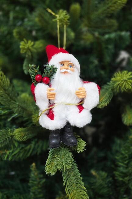 Gerçekçi Noel Baba Yılbaşı Ağaç Süsü Sakallı Peluş Kıyafetli Şık Noel Baba Yılbaşı Ağacı Süsü - 1
