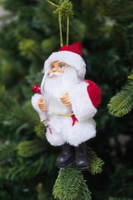 Gerçekçi Noel Baba Yılbaşı Ağaç Süsü Sakallı Peluş Kıyafetli Şık Noel Baba Yılbaşı Ağacı Süsü - 2