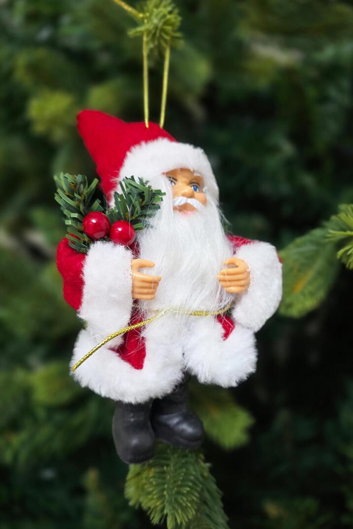 Gerçekçi Noel Baba Yılbaşı Ağaç Süsü Sakallı Peluş Kıyafetli Şık Noel Baba Yılbaşı Ağacı Süsü - 3