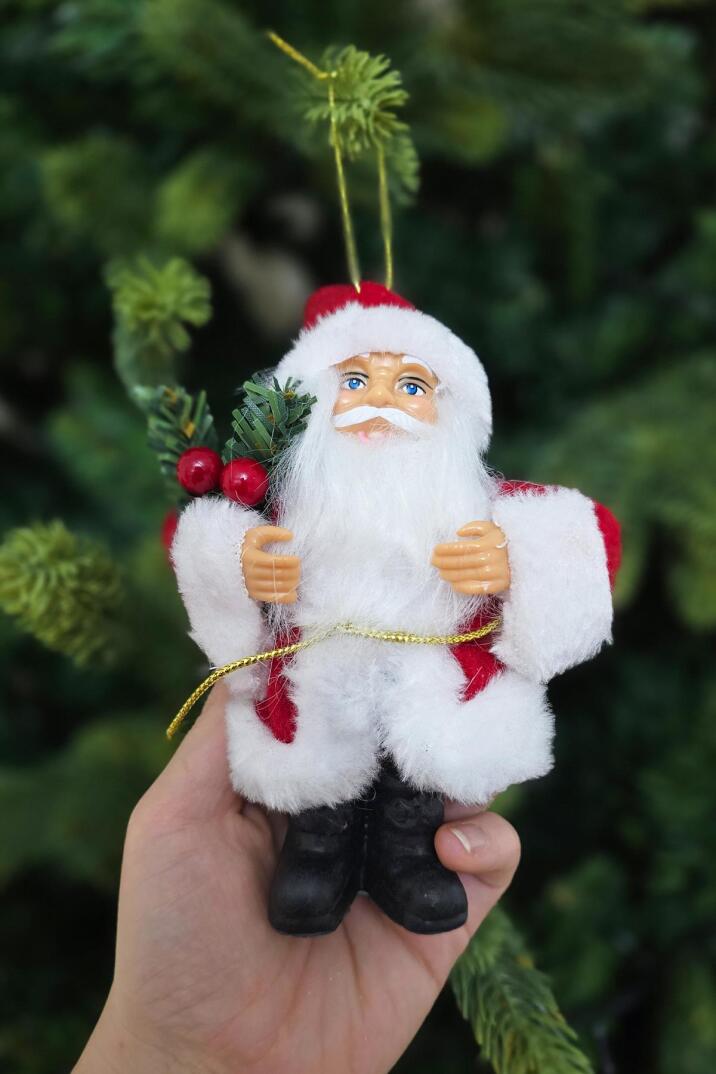 Gerçekçi Noel Baba Yılbaşı Ağaç Süsü Sakallı Peluş Kıyafetli Şık Noel Baba Yılbaşı Ağacı Süsü - 4