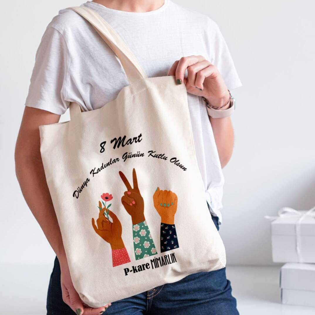 Girl Power 8 Mart Hediyesi Kol Çantası Şirket Logolu - 1
