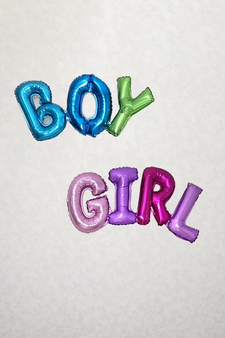 Girl ve Boy Yazılı 2li Rengarenk Birleşik Folyo Seti Cinsiyet Partisi Balonları - 1