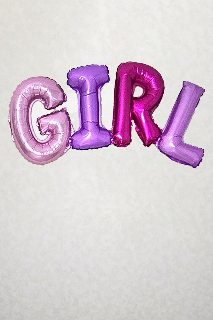 Girl Yazılı Rengarenk Birleşik Folyo Balon Cinsiyet Partisi Kız Bebek Baby Shower Parti Balonu - 1