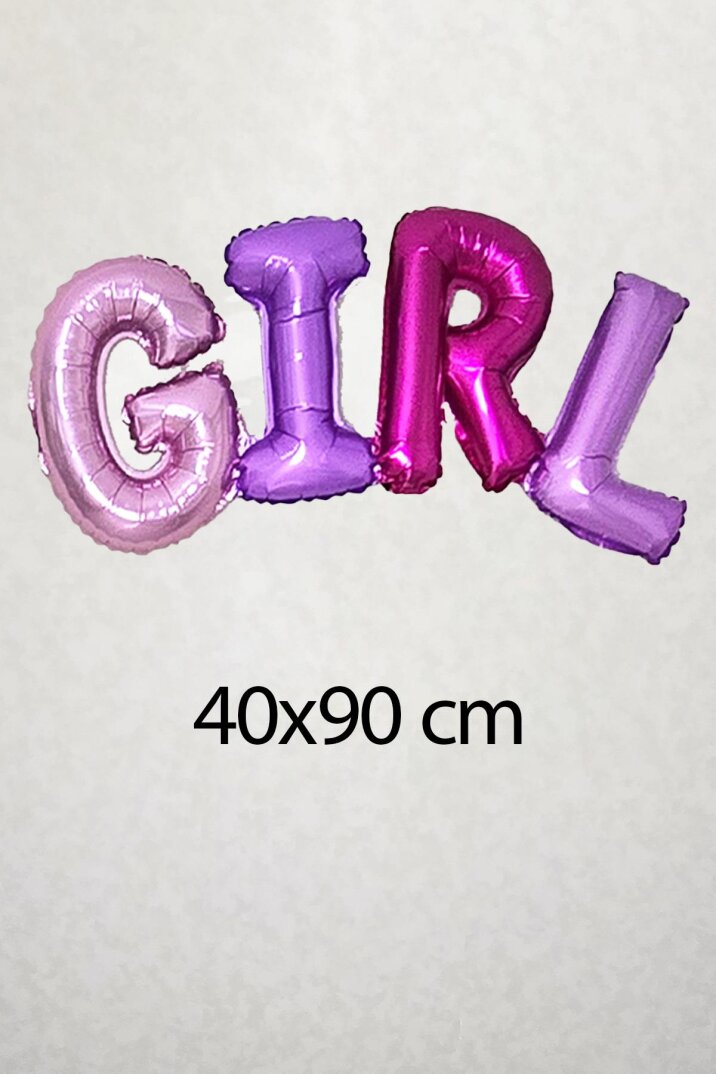 Girl Yazılı Rengarenk Birleşik Folyo Balon Cinsiyet Partisi Kız Bebek Baby Shower Parti Balonu - 2