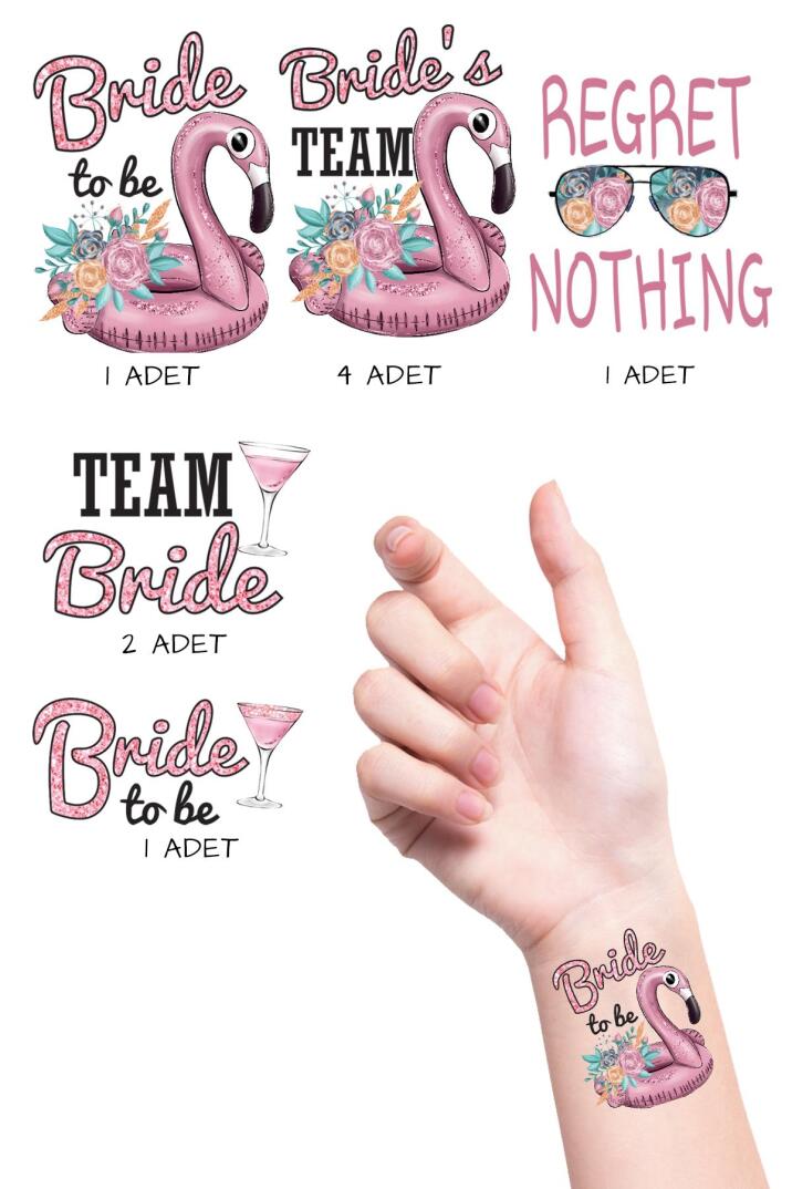 Glitter Çiçekli Bekarlığa Veda Gelin Bride Dövme Paketi - 1