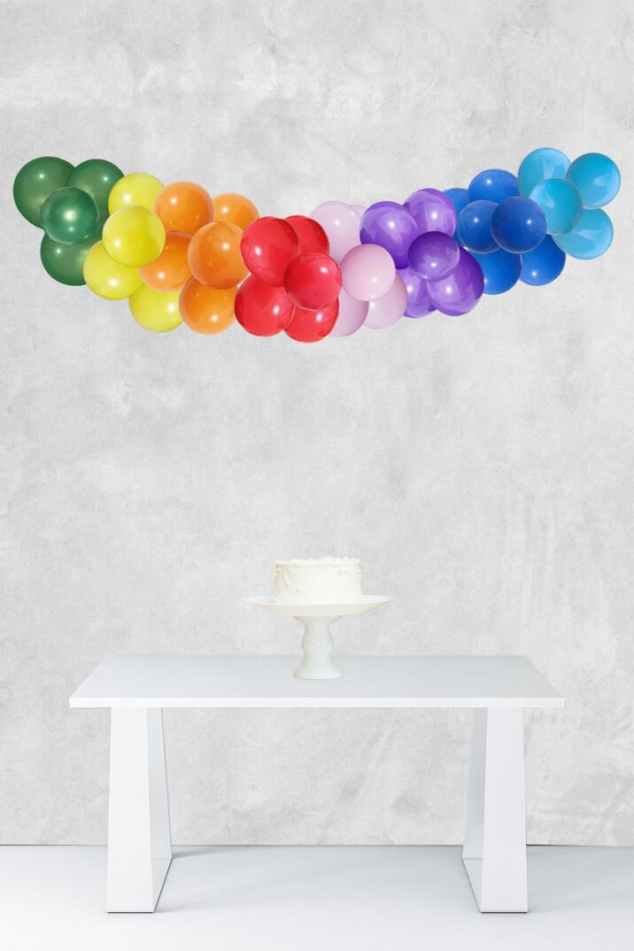 Gökkuşağı Konsept Balon Zinciri Gökkuşağı Tema Parti Balon Seti 47 Parça - 1
