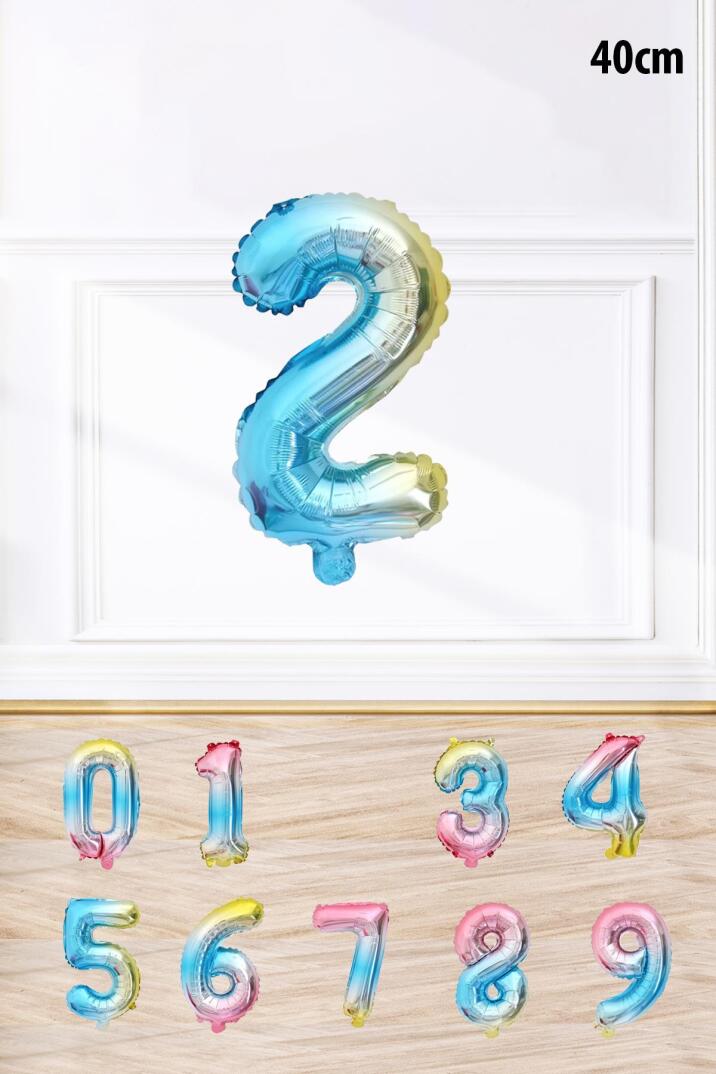 Gökkuşağı Renk Rakam Folyo Balon Rengarenk Yaş Balonu Sayı Balonlar 16 inç 40 cm - 3