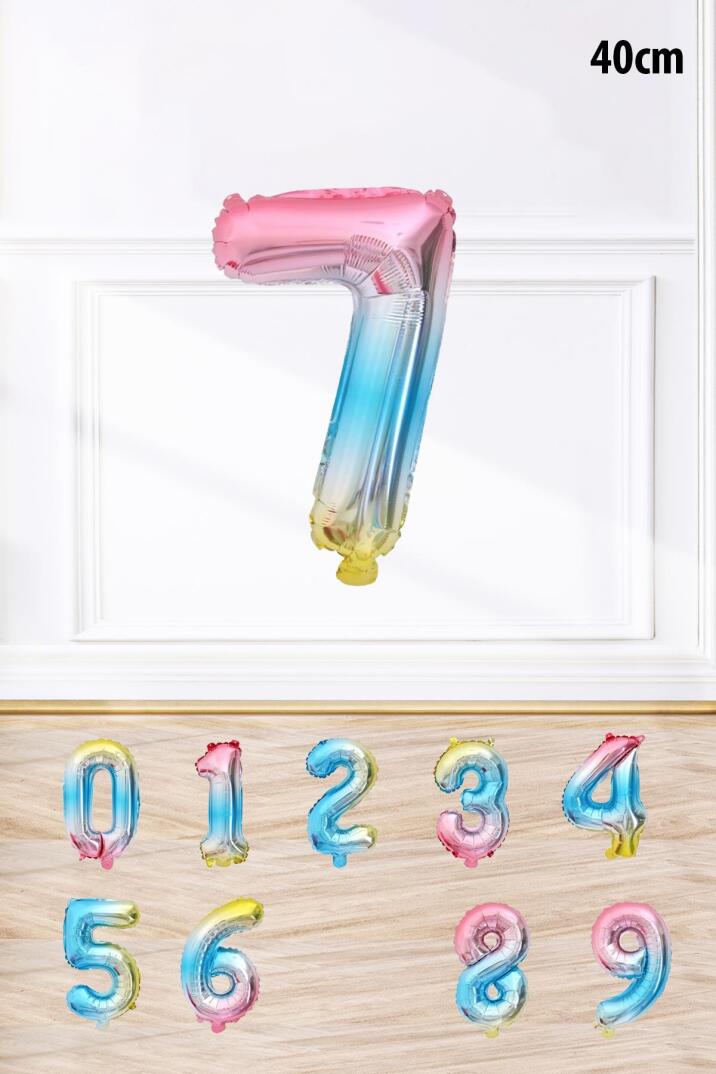 Gökkuşağı Renk Rakam Folyo Balon Rengarenk Yaş Balonu Sayı Balonlar 16 inç 40 cm - 8