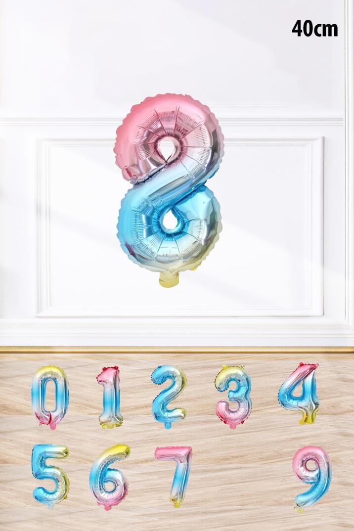 Gökkuşağı Renk Rakam Folyo Balon Rengarenk Yaş Balonu Sayı Balonlar 16 inç 40 cm - 9