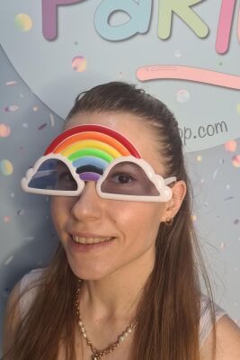 Gökkuşağı ve Bulutlar Gözlük Eğlenceli Parti Gözlüğü - 3