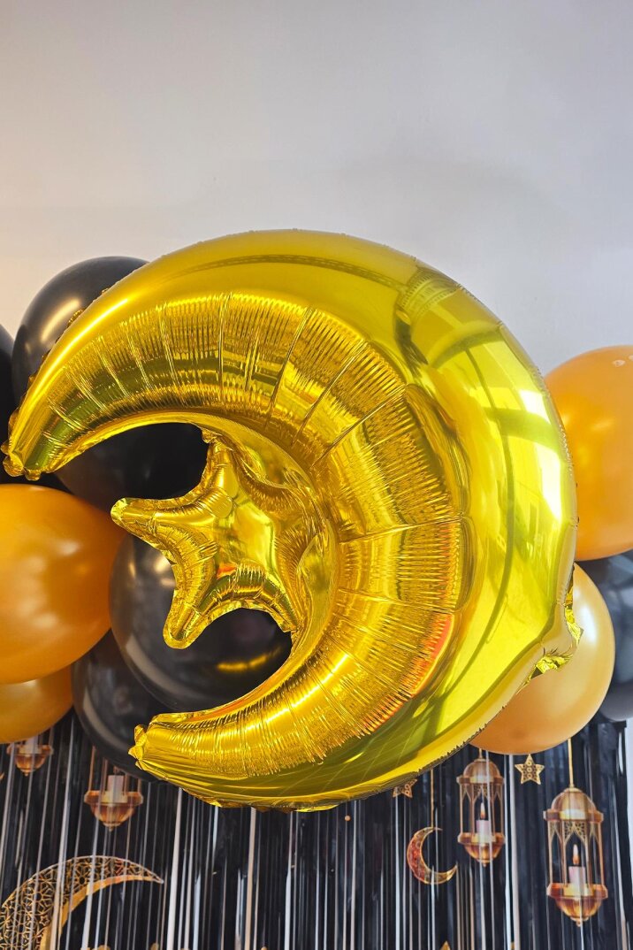 Gold Ay Yıldız Folyo Balon Ramazan Balonu Ramazan Süsleri Ay Yıldız Balon - 1