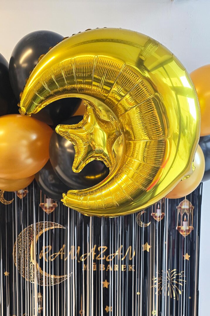 Gold Ay Yıldız Folyo Balon Ramazan Balonu Ramazan Süsleri Ay Yıldız Balon - 2