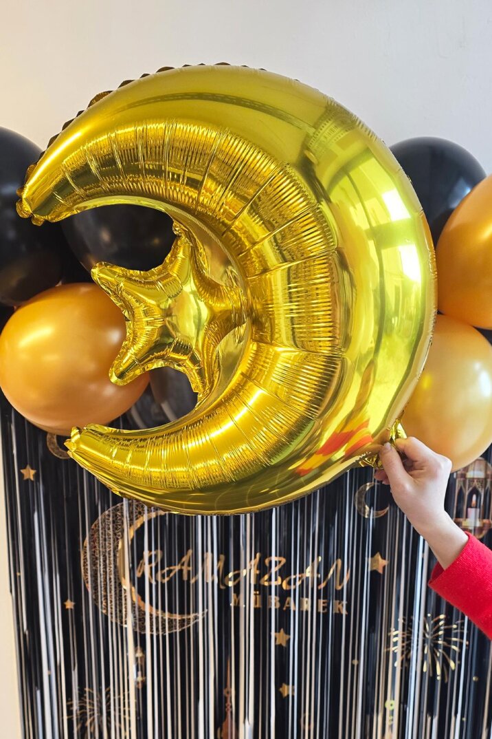 Gold Ay Yıldız Folyo Balon Ramazan Balonu Ramazan Süsleri Ay Yıldız Balon - 3